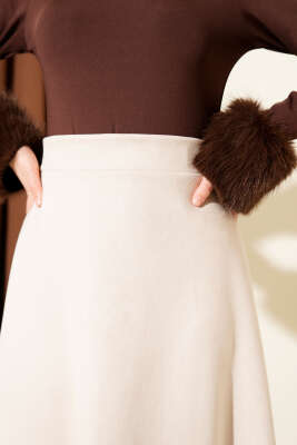 Bel Lastikli Süet Kloş Etek Taş - Etek