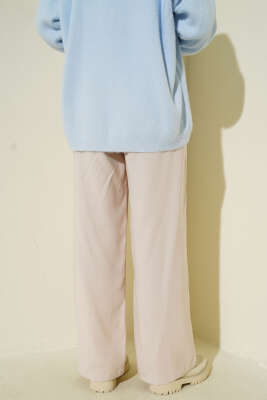 Bel Lastikli Tencel Pantolon Bej - Pantolon