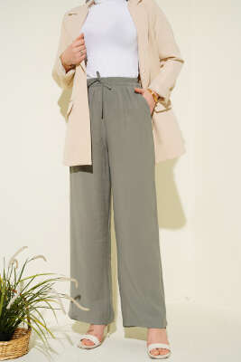 Bel Lastikli Tencel Pantolon Çağla Yeşili - BERAT TEKSTİL