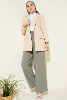 Bel Lastikli Tencel Pantolon Çağla Yeşili - Pantolon