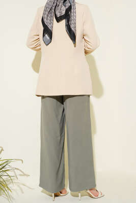 Bel Lastikli Tencel Pantolon Çağla Yeşili - Pantolon