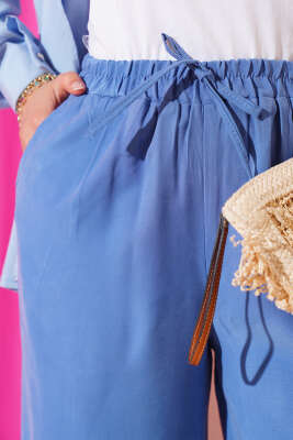 Bel Lastikli Tencel Pantolon İndigo - Pantolon