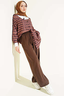 Bel Lastikli Tencel Pantolon Kestane - 500-700 TL Ürünler