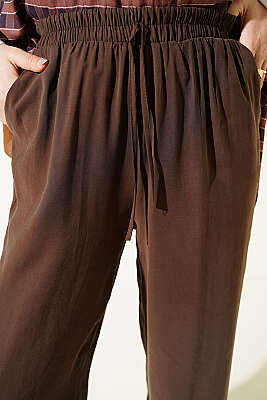 Bel Lastikli Tencel Pantolon Kestane - 500-700 TL Ürünler