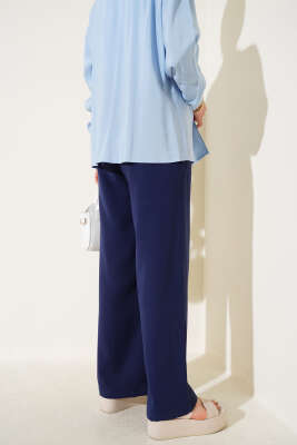 Bel Lastikli Tencel Pantolon Lacivert - Pantolon