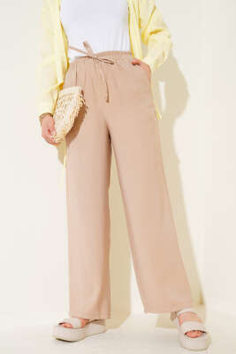 Bel Lastikli Tencel Pantolon Latte - Pantolon