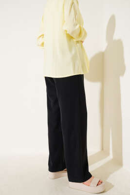 Bel Lastikli Tencel Pantolon Siyah - Pantolon