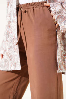 Bel Lastikli Tencel Pantolon Taba - Pantolon