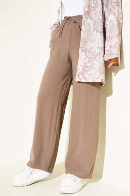 Bel Lastikli Tencel Pantolon Vizon - Pantolon