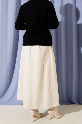 Bel Lastikli Tensel Etek Bej - Etek