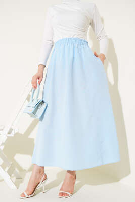 Bel Lastikli Terikoton Etek Buz Mavisi 