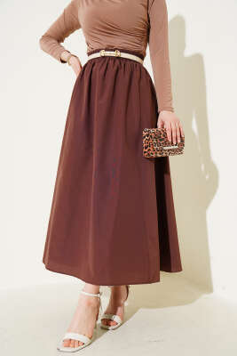 Bel Lastikli Terikoton Etek Kahve