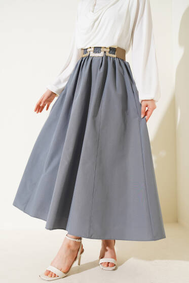 Bel Lastikli Terikoton Etek Kayrak Grisi - Yılın Fırsatı 