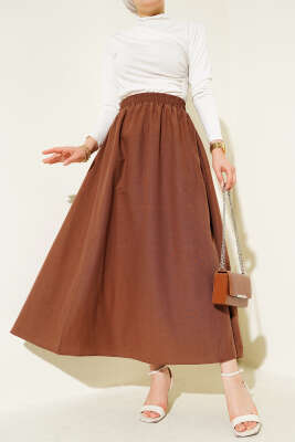 Bel Lastikli Terikoton Etek Kestane 