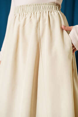 Bel Lastikli Terikoton Etek Kum Bej - Etek