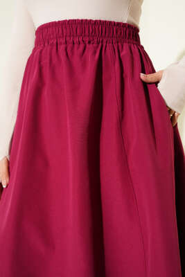 Bel Lastikli Terikoton Etek Vişne - Etek