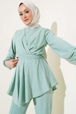 Bel Lastikli Tunik Bürümcük İkili Takım Mint - 500-700 TL Ürünler