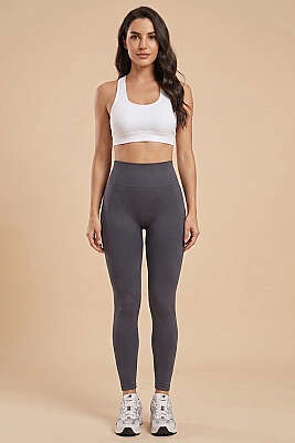 Bel Lastikli Uzun Spor Tayt Füme - Spor Tayt