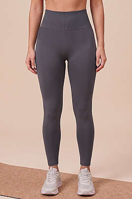 Bel Lastikli Uzun Spor Tayt Füme - Spor Tayt