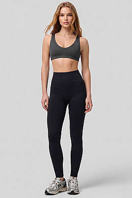 Bel Lastikli Uzun Spor Tayt Siyah 