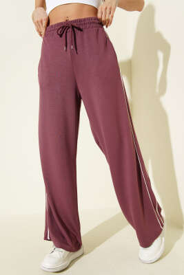 Bel Lastikli Yan Biyeli Loyşa Pantolon Gül Kurusu - Kadın Giyim Modelleri