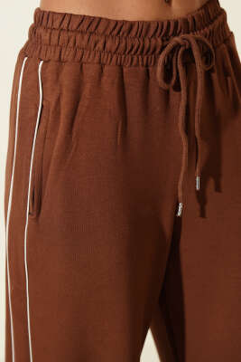 Bel Lastikli Yan Biyeli Loyşa Pantolon Kahve - Kadın Giyim Modelleri