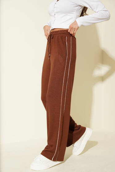 Bel Lastikli Yan Biyeli Loyşa Pantolon Kahve - Yılın Fırsatı