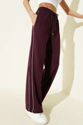 Bel Lastikli Yan Biyeli Loyşa Pantolon Mürdüm - HELLIE