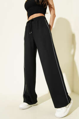 Bel Lastikli Yan Biyeli Loyşa Pantolon Siyah - HELLIE