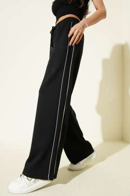 Bel Lastikli Yan Biyeli Loyşa Pantolon Siyah - Kadın Giyim Modelleri