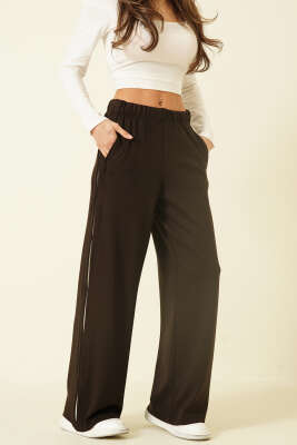 Bel Lastikli Yan Detaylı Loyşa Pantolon Acı Kahve - HELLIE