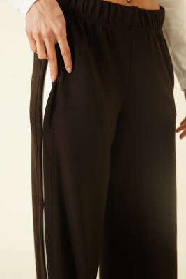Bel Lastikli Yan Detaylı Loyşa Pantolon Acı Kahve - Kadın Giyim Modelleri