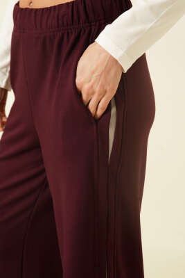 Bel Lastikli Yan Detaylı Loyşa Pantolon Mürdüm - Kadın Giyim Modelleri