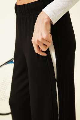 Bel Lastikli Yan Detaylı Loyşa Pantolon Siyah - Kadın Giyim Modelleri
