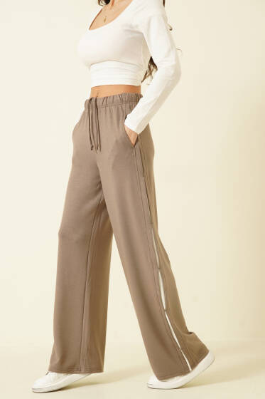 Bel Lastikli Yan Detaylı Loyşa Pantolon Vizon - Kadın Giyim Modelleri