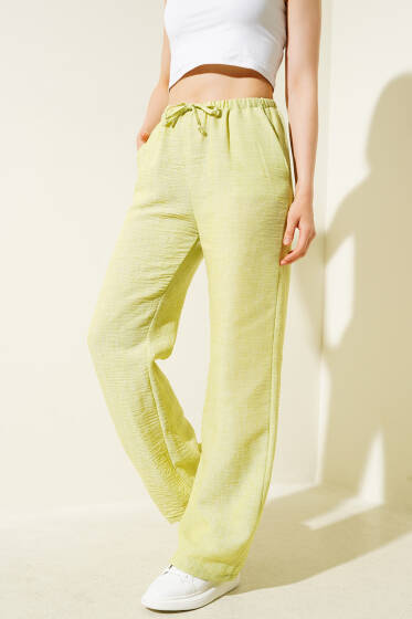 Bel Lastikli Yazlık Pantolon Yeşil - Kadın Giyim Modelleri