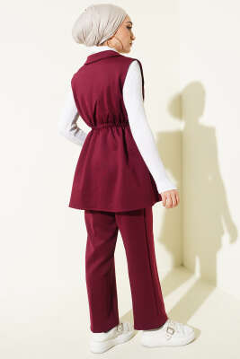 Bel Lastikli Yelekli Scuba İkili Takım Bordo - İkili Takım