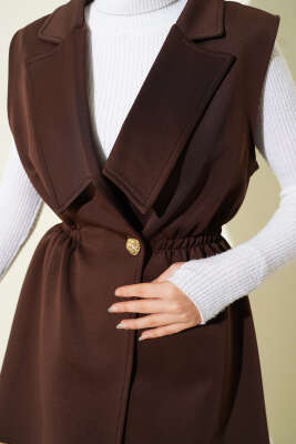 Bel Lastikli Yelekli Scuba İkili Takım Kahve - İkili Takım