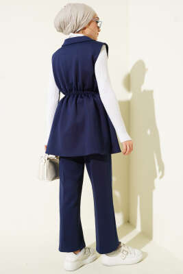 Bel Lastikli Yelekli Scuba İkili Takım Lacivert - İkili Takım