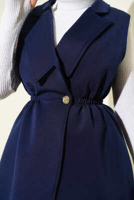 Bel Lastikli Yelekli Scuba İkili Takım Lacivert - İkili Takım