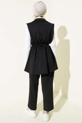 Bel Lastikli Yelekli Scuba İkili Takım Siyah - İkili Takım