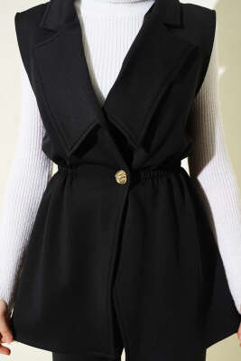 Bel Lastikli Yelekli Scuba İkili Takım Siyah - İkili Takım