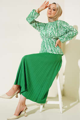 Bel Lastikli Zebra Desenli Etekli Takım Benetton 