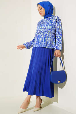 Bel Lastikli Zebra Desenli Etekli Takım Saks 