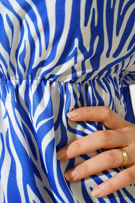 Bel Lastikli Zebra Desenli Etekli Takım Saks - İKİLİ TAKIM