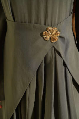 Bel Parça Detaylı Tensel Elbise Haki - Elbise