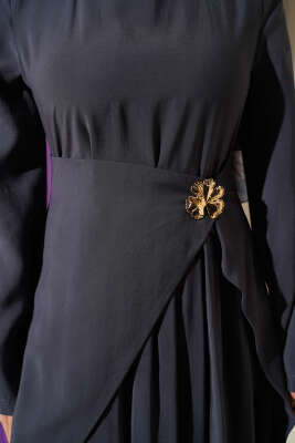 Bel Parça Detaylı Tensel Elbise Kayrak Grisi - Elbise