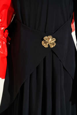 Bel Parça Detaylı Tensel Elbise Siyah - Elbise