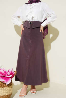 Bel Parçalı Kemerli Etek Burgonya - ASME