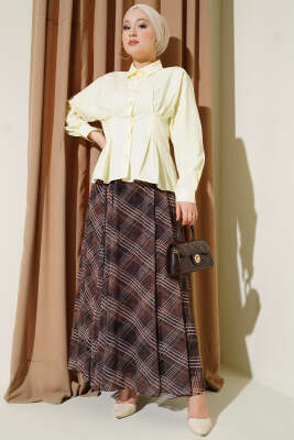 Bel Pens Detaylı Kısa Gömlek Sarı - Gömlek